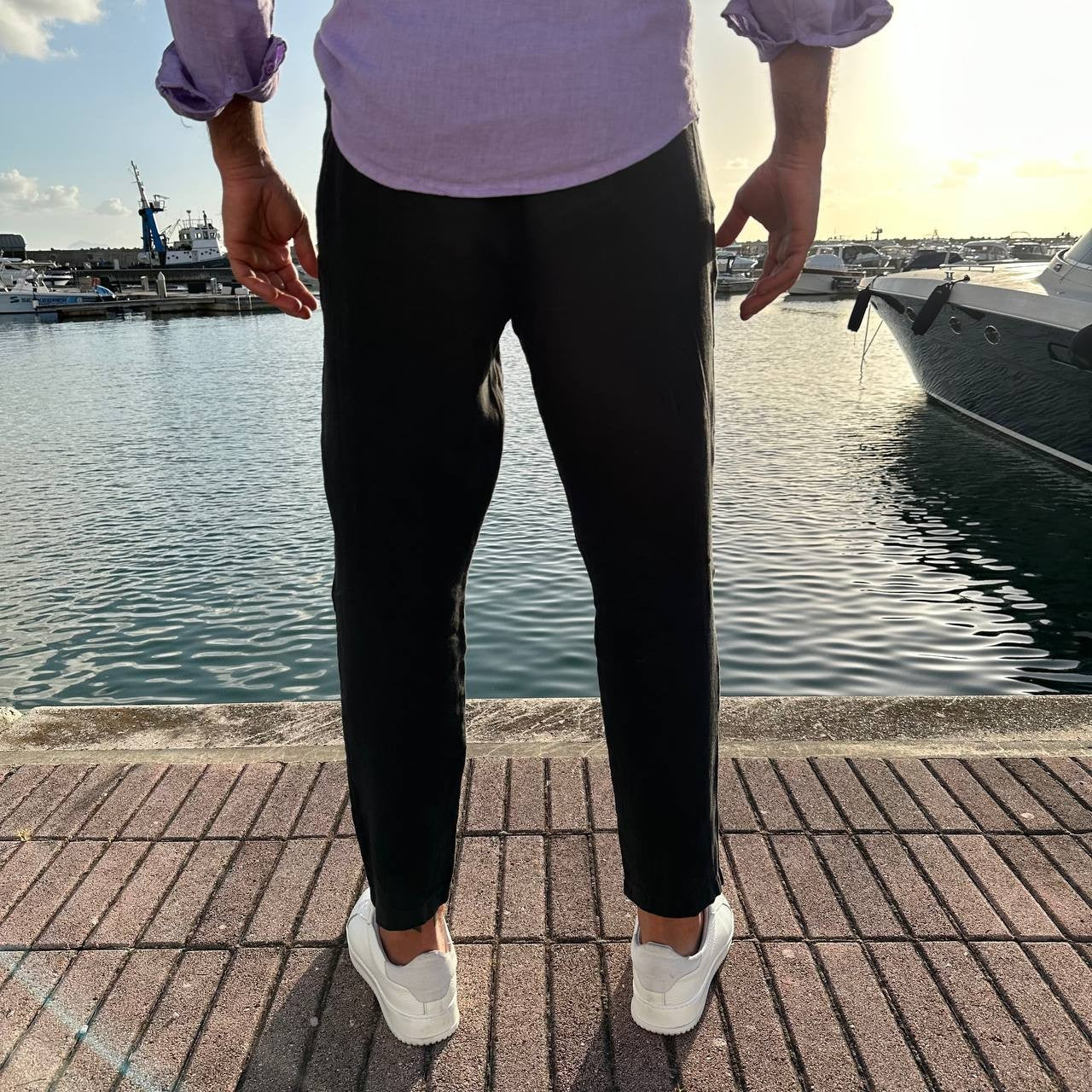 Pantalone in lino nero