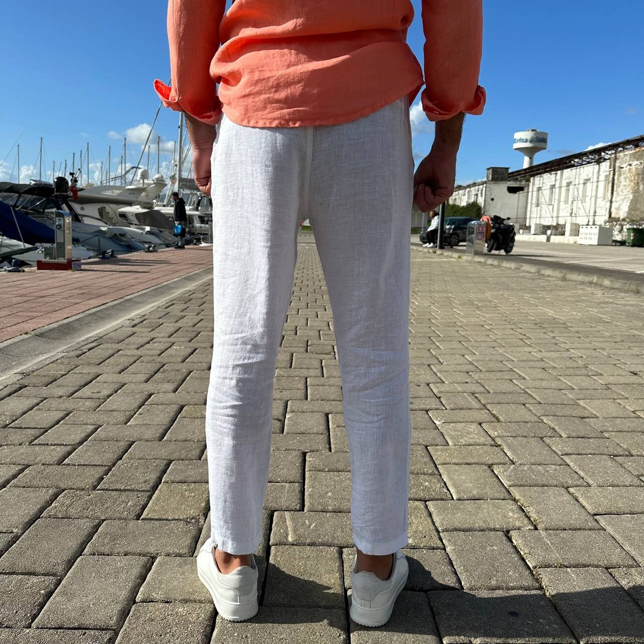 Pantalone in lino bianco