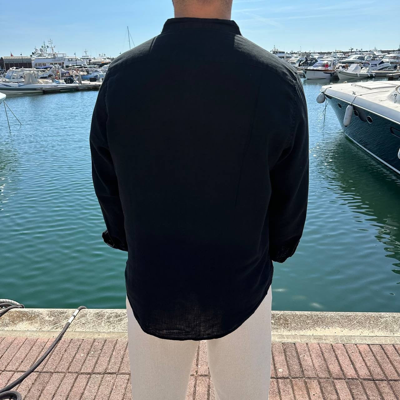 Camicia in lino taglia forte nera