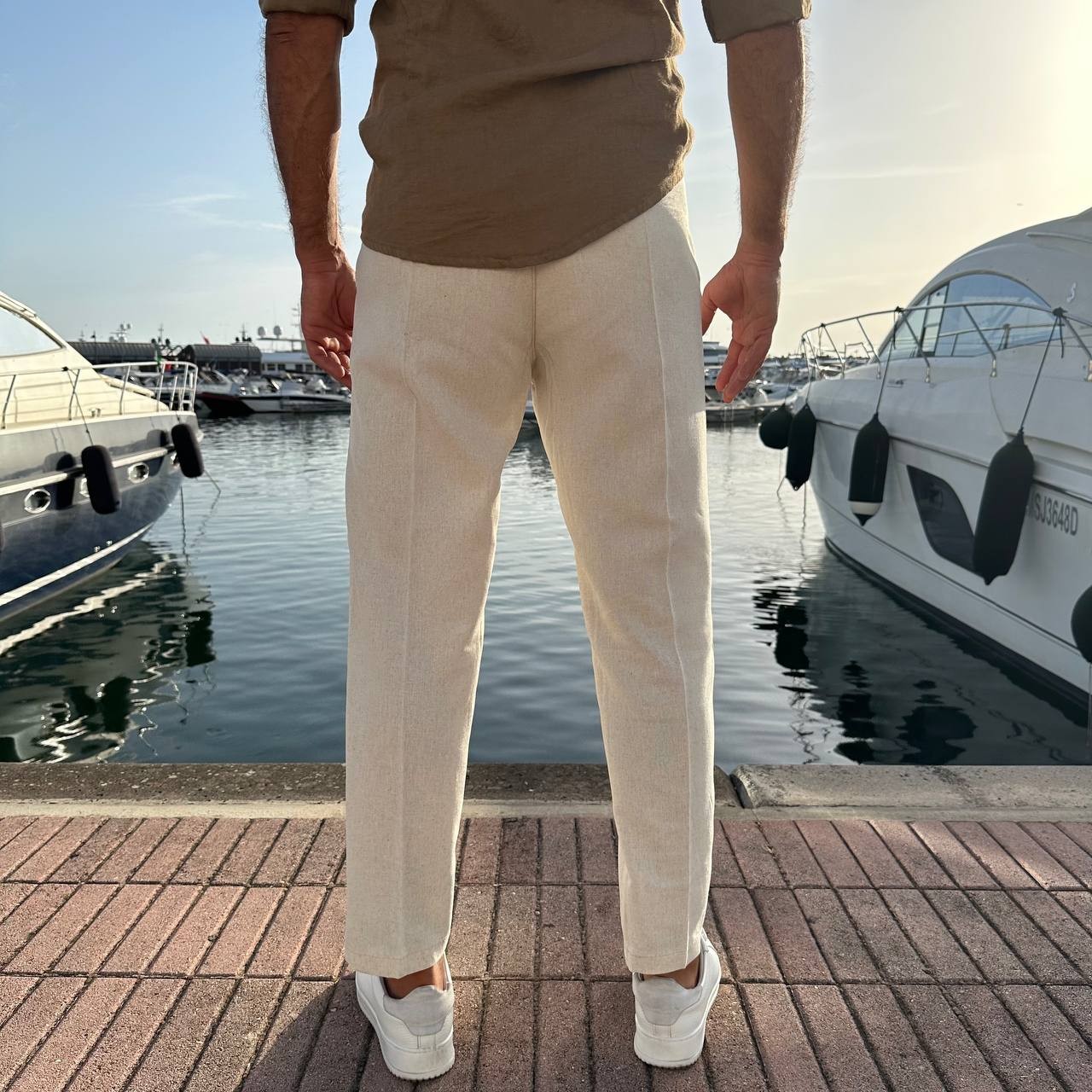 Pantalone Capri In Misto Lino beige
