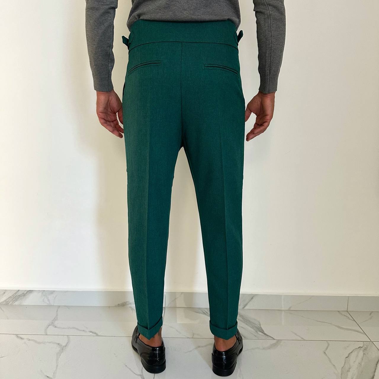 Pantalone vita alta verde