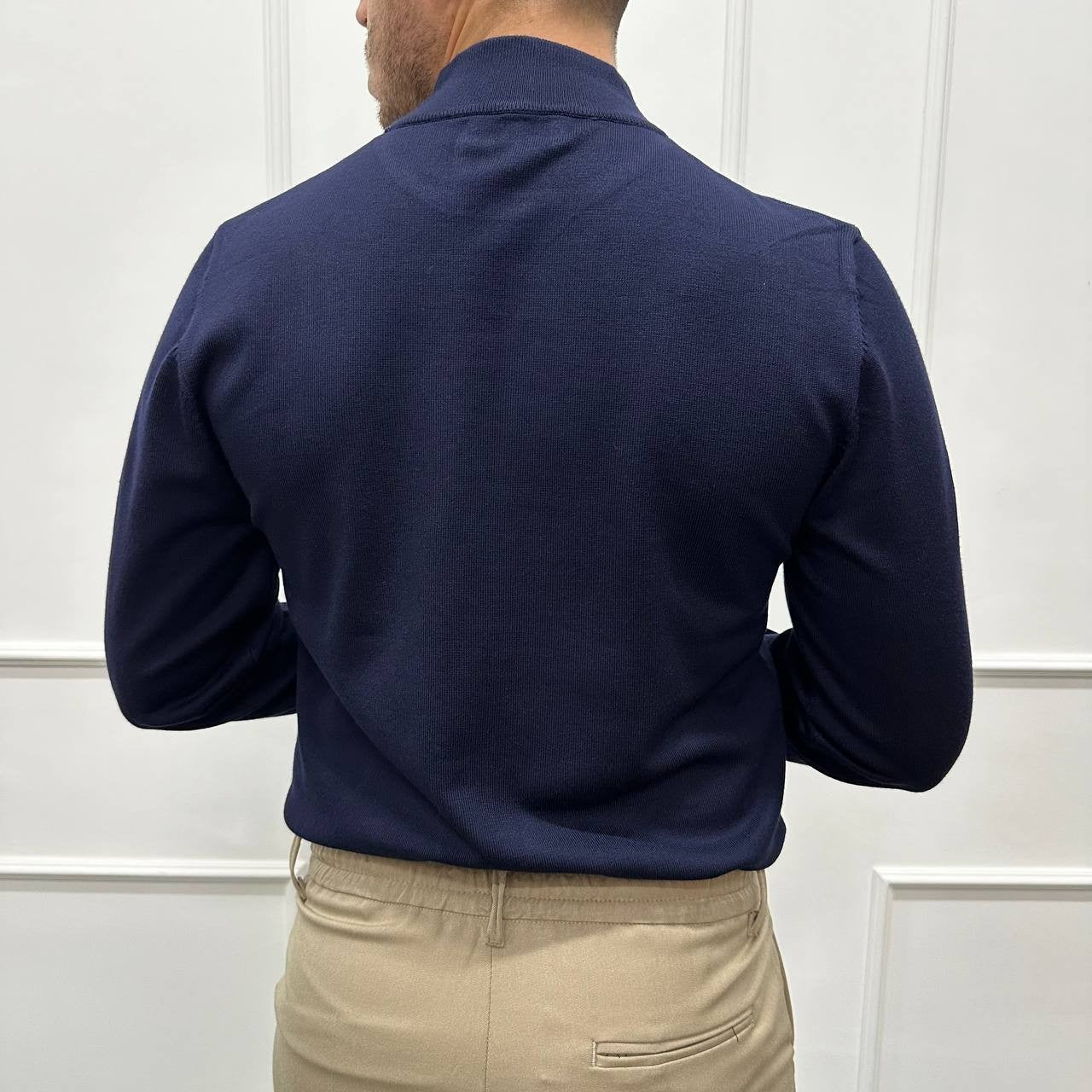 Mezzocollo in cotone caldo blu