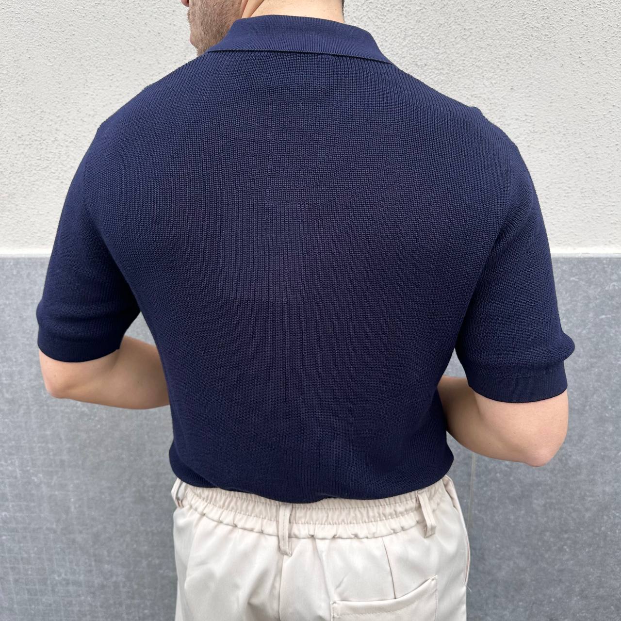 Polo Scollo V Blu