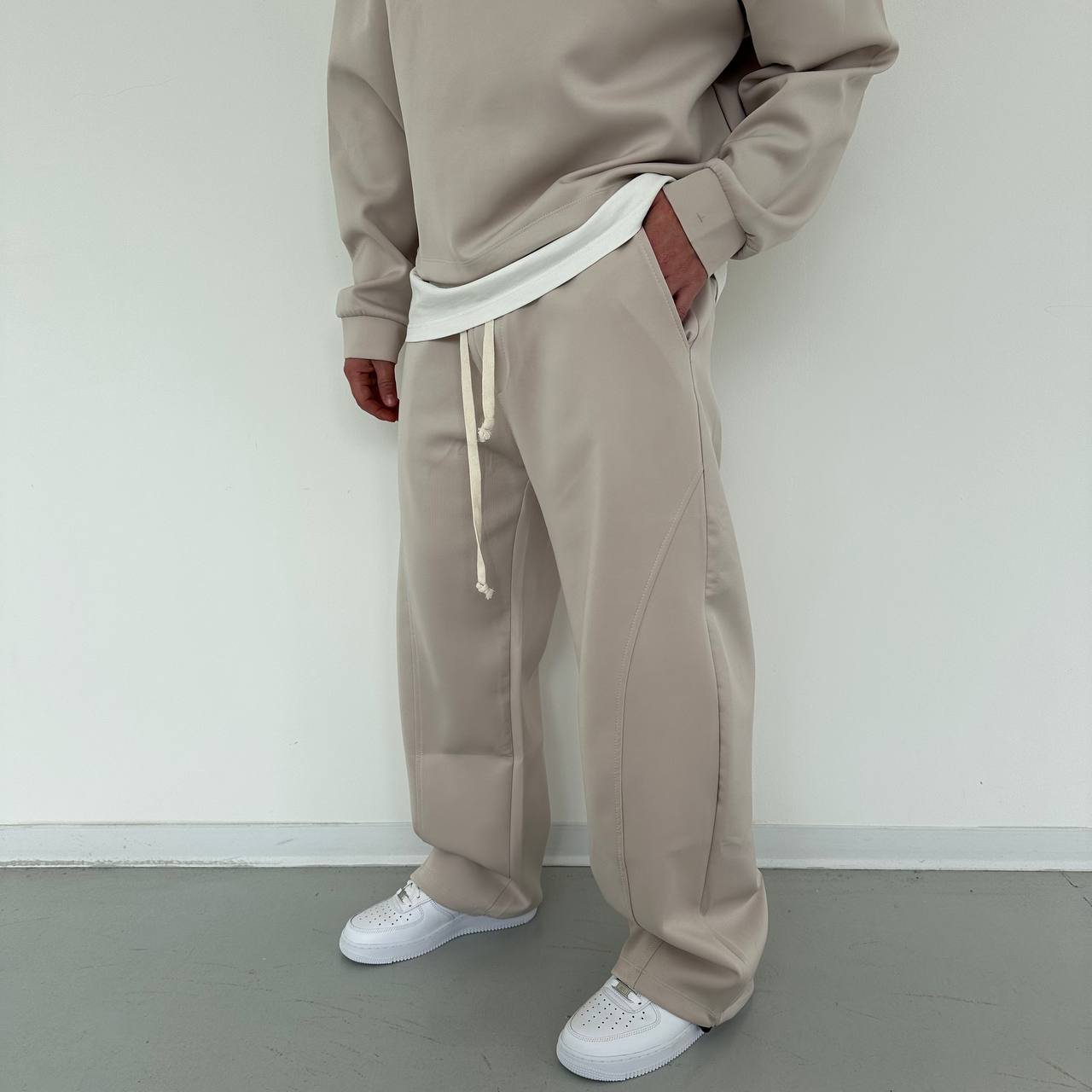 Coordset Scuba Crop Beige