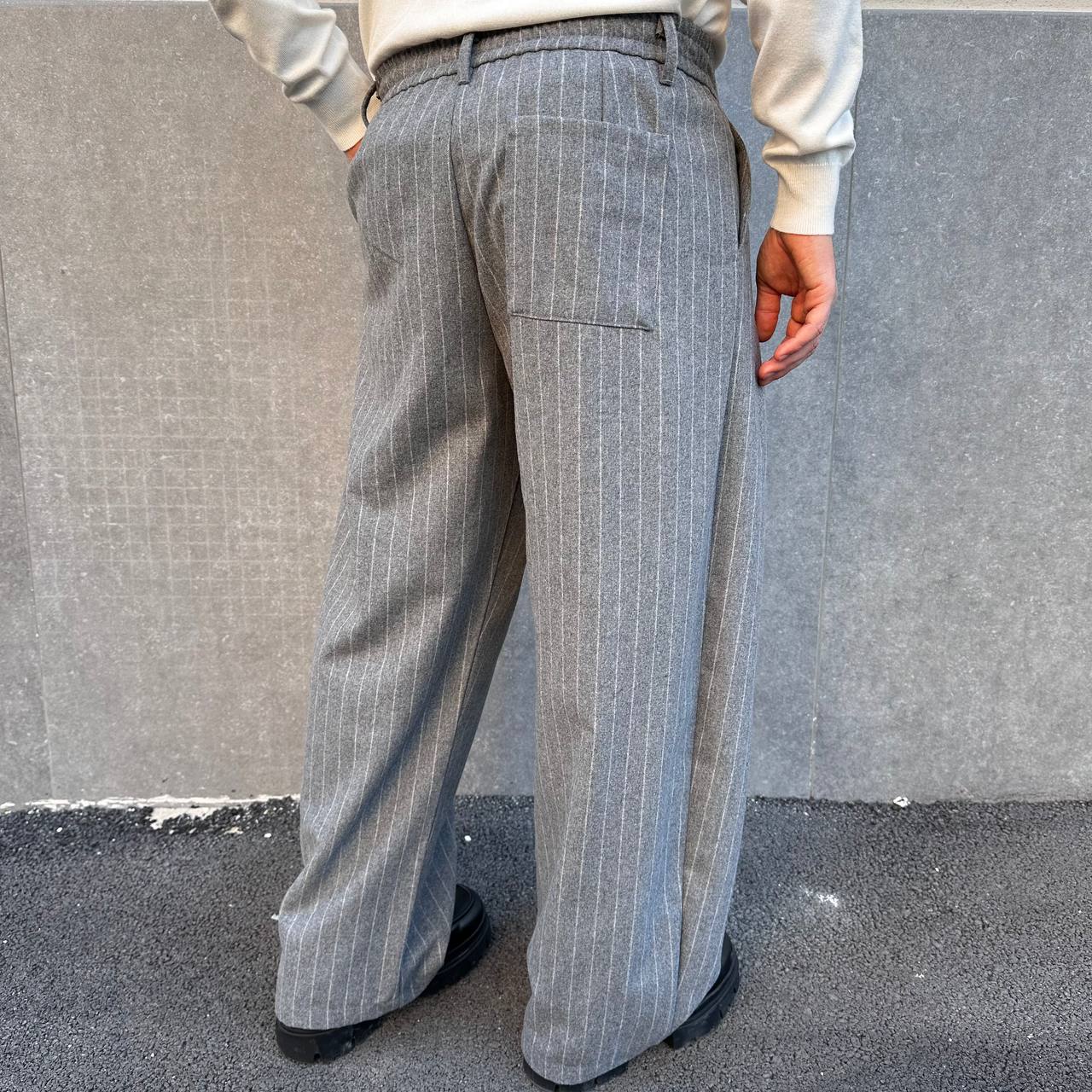 Pantalone Balloon Gessato Grigio