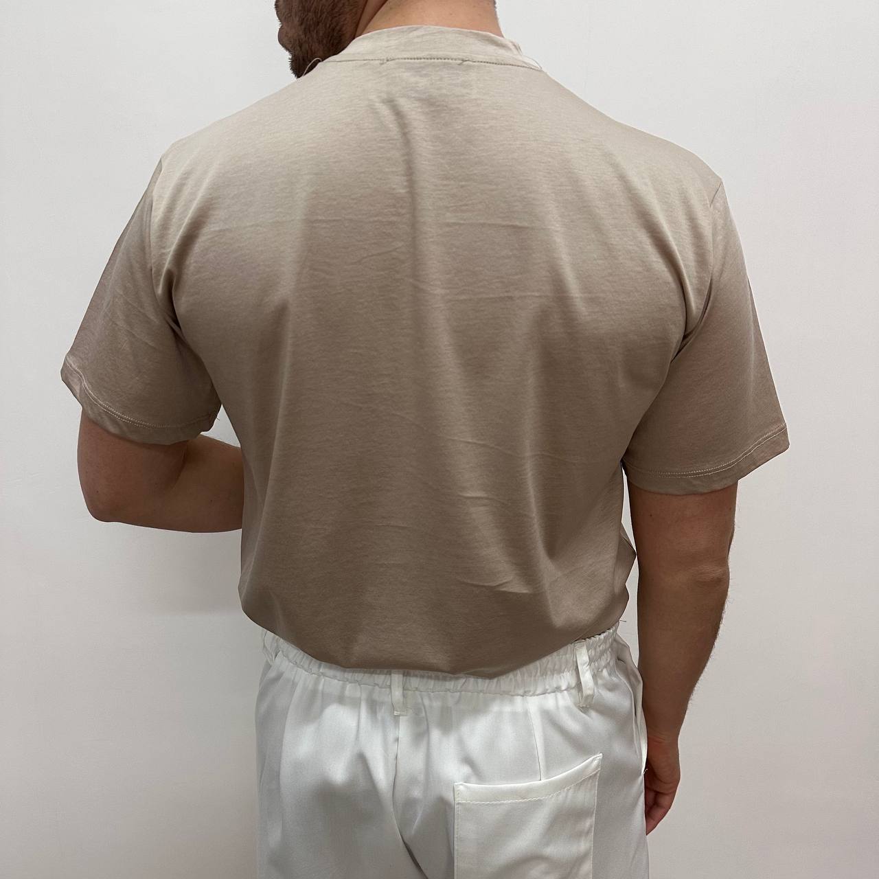 Shirt in filo di scozia beige