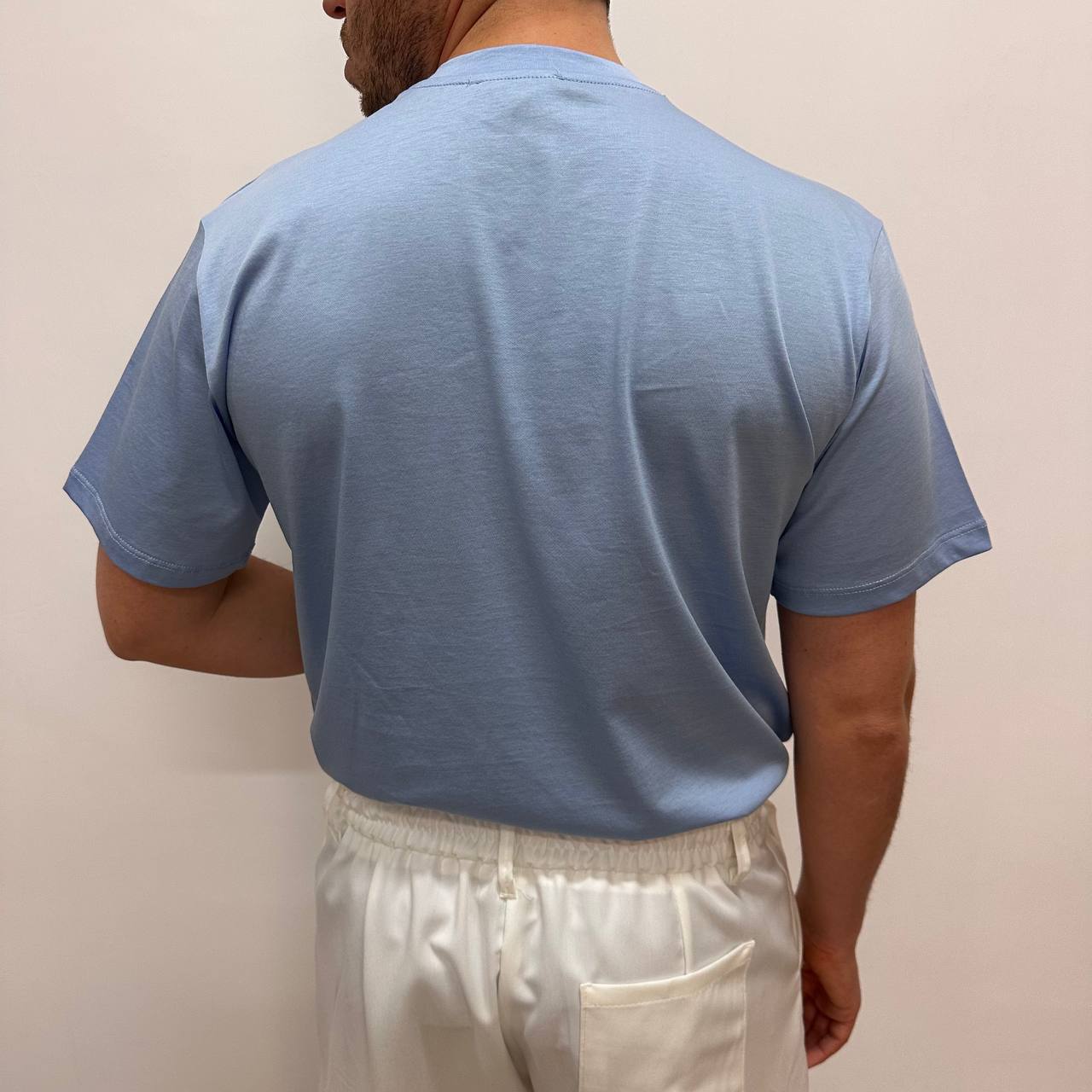 Shirt in filo di scozia celeste