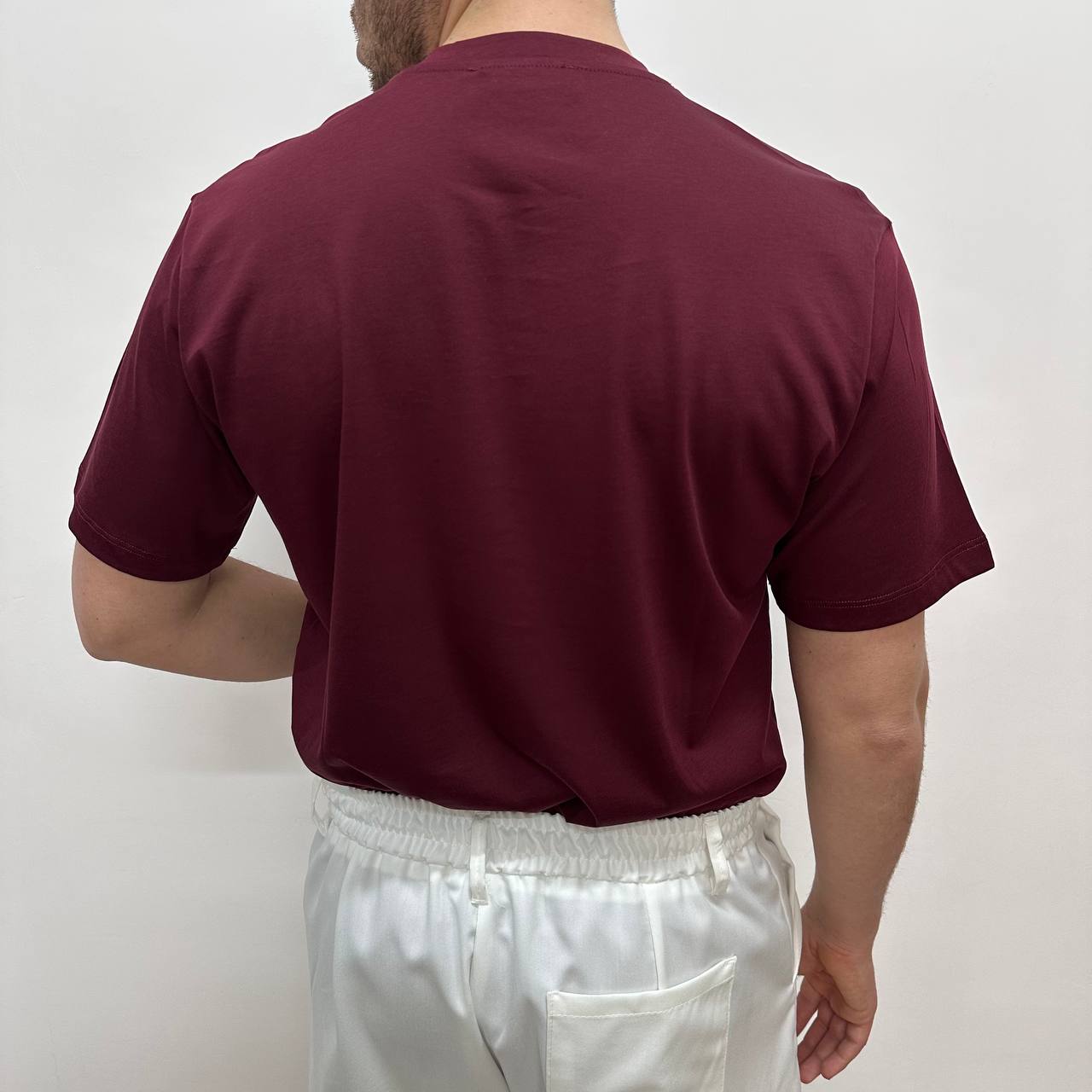 Shirt in filo di scozia bordeaux