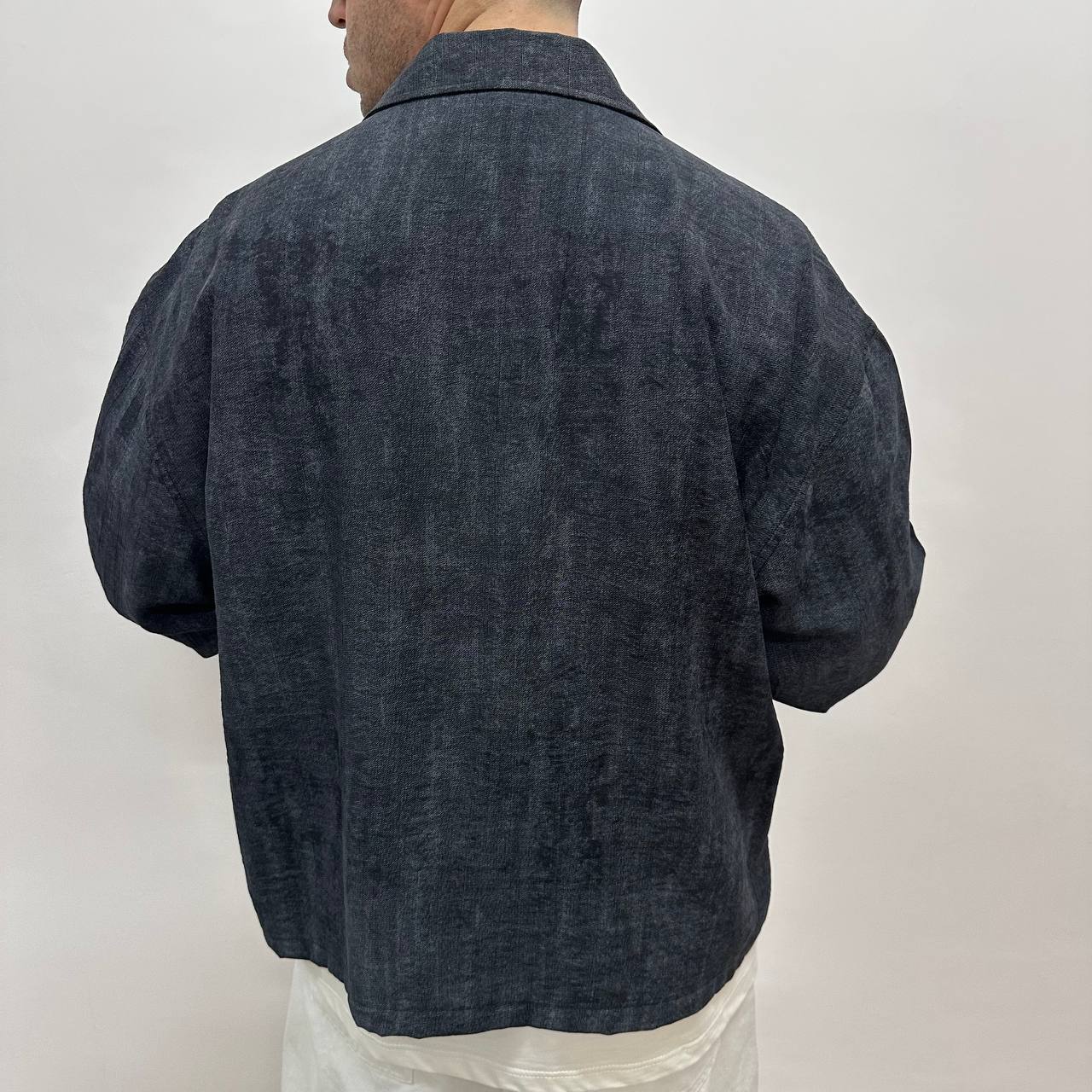 Camicia Crop Marmorizzata Nera