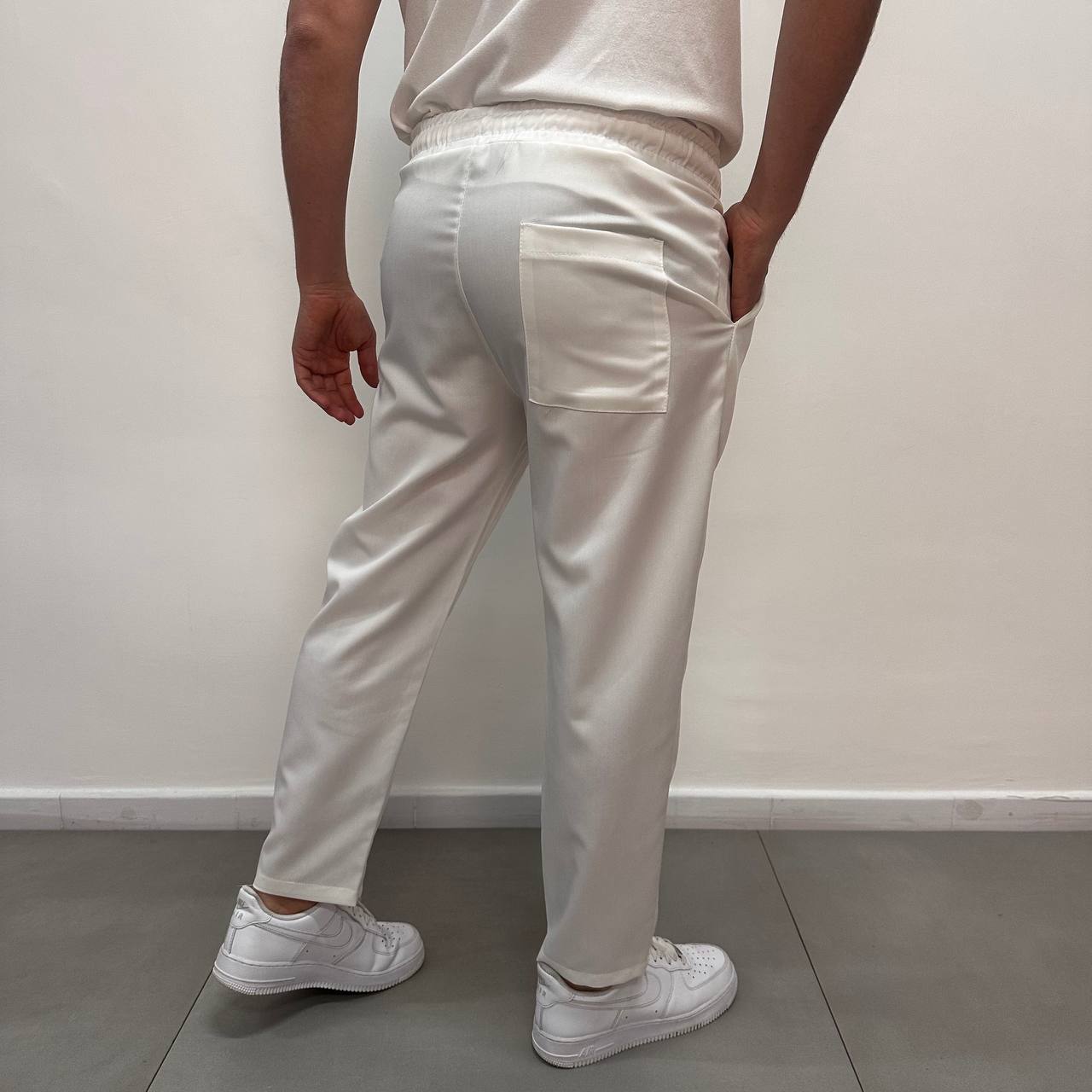 Pantalone japane elastico bianco