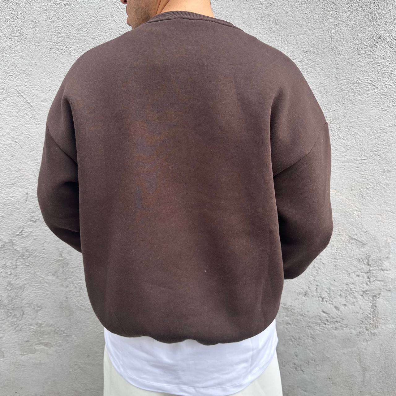 Felpa girocollo marrone