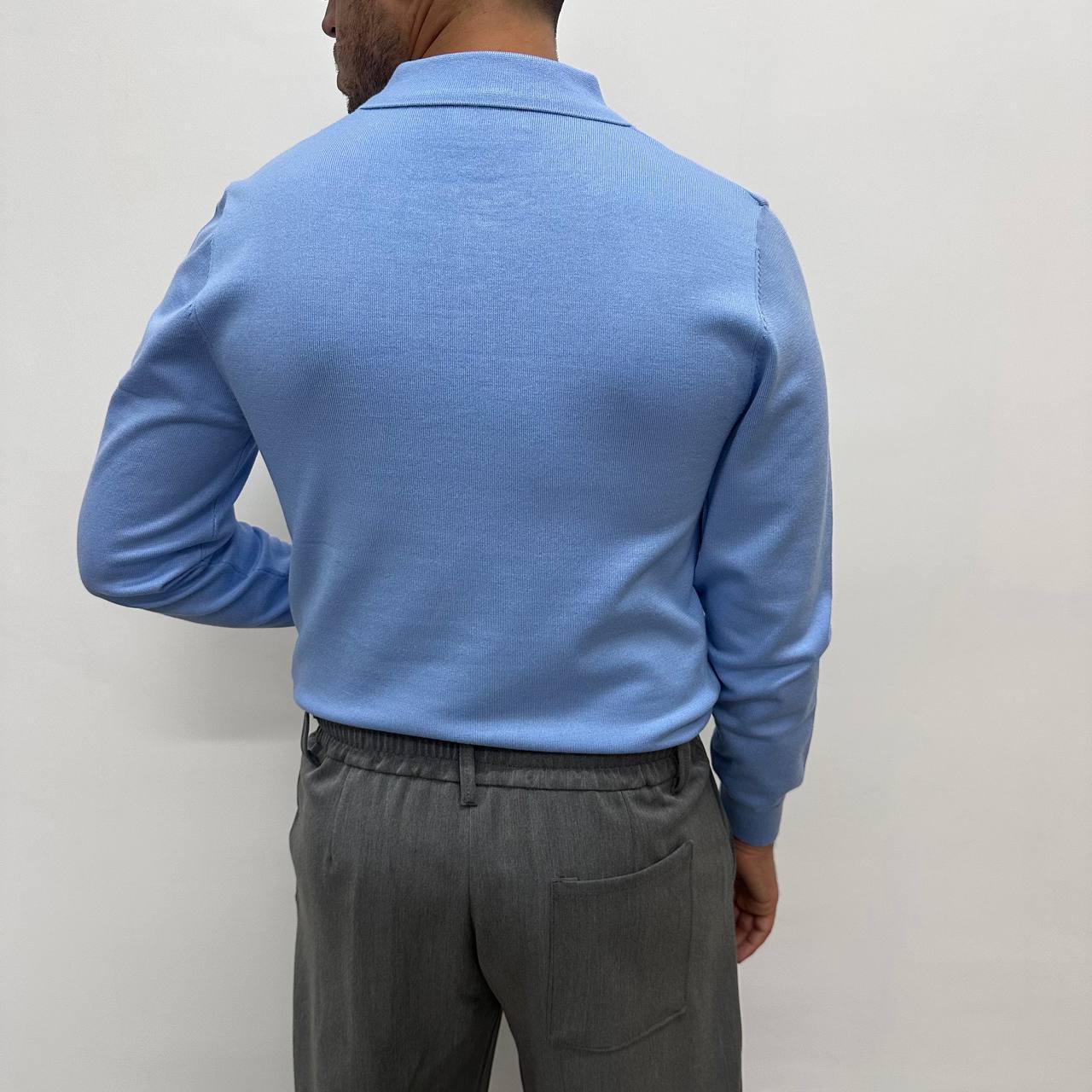 Polo in caldo cotone celeste