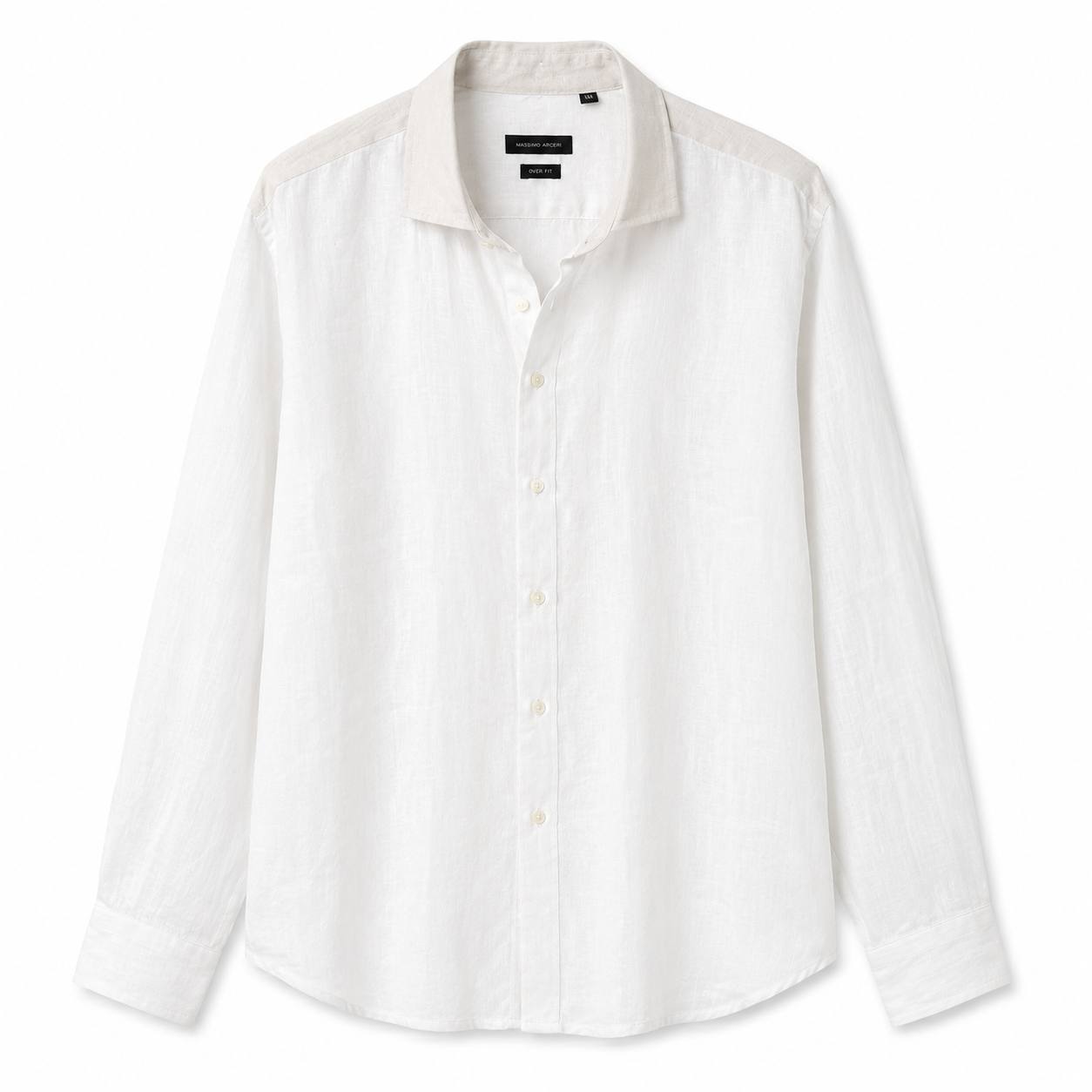 Camicia In Lino Collo Francese Over Bianca