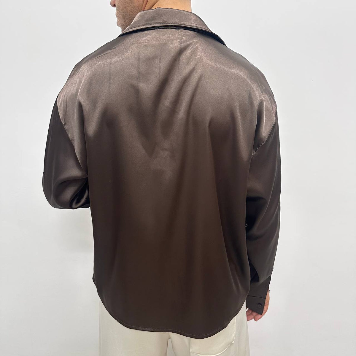 CAMICIA SATIN MARRONE