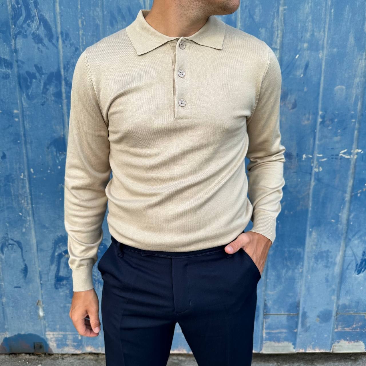 Polo in caldo cotone beige