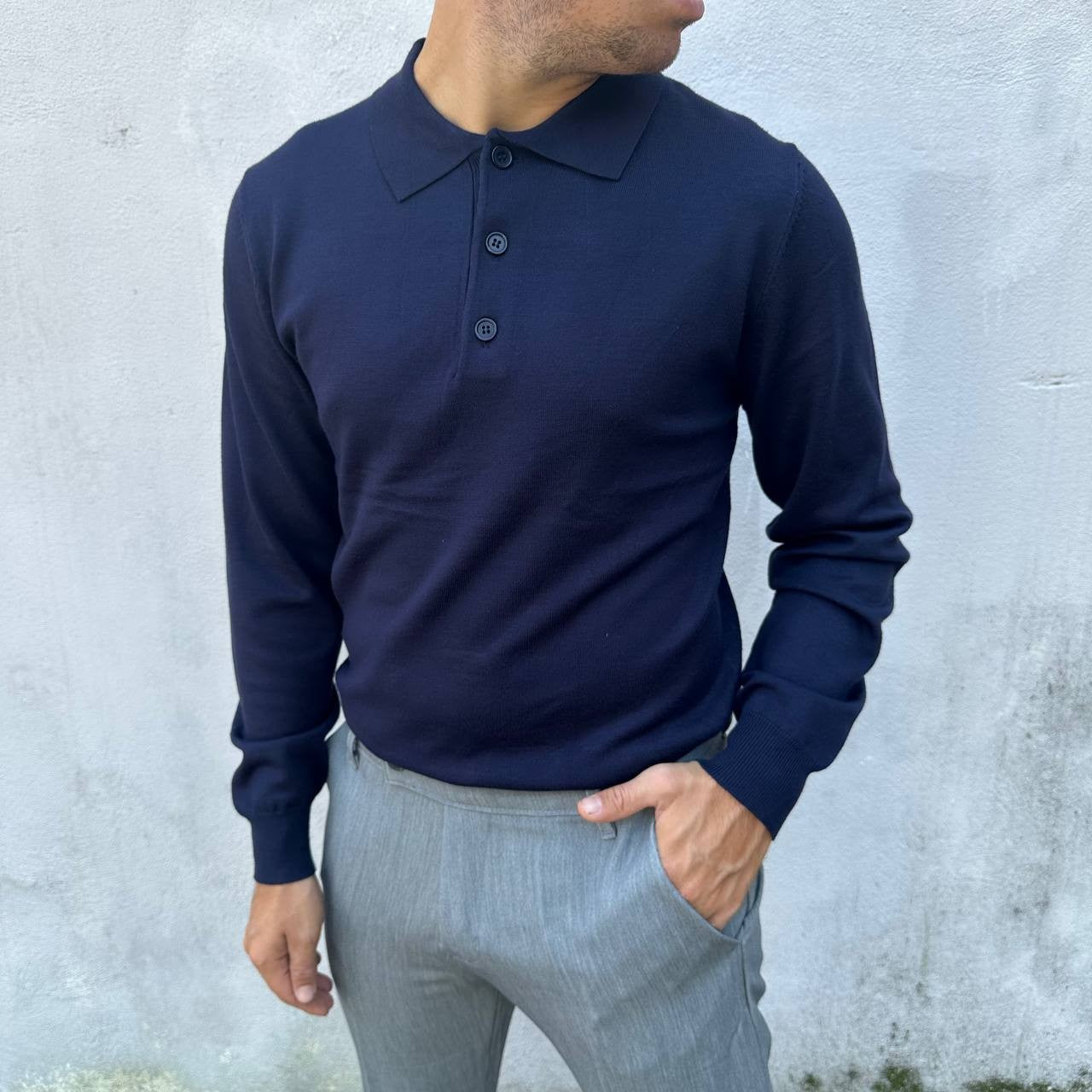 Polo in caldo cotone blu