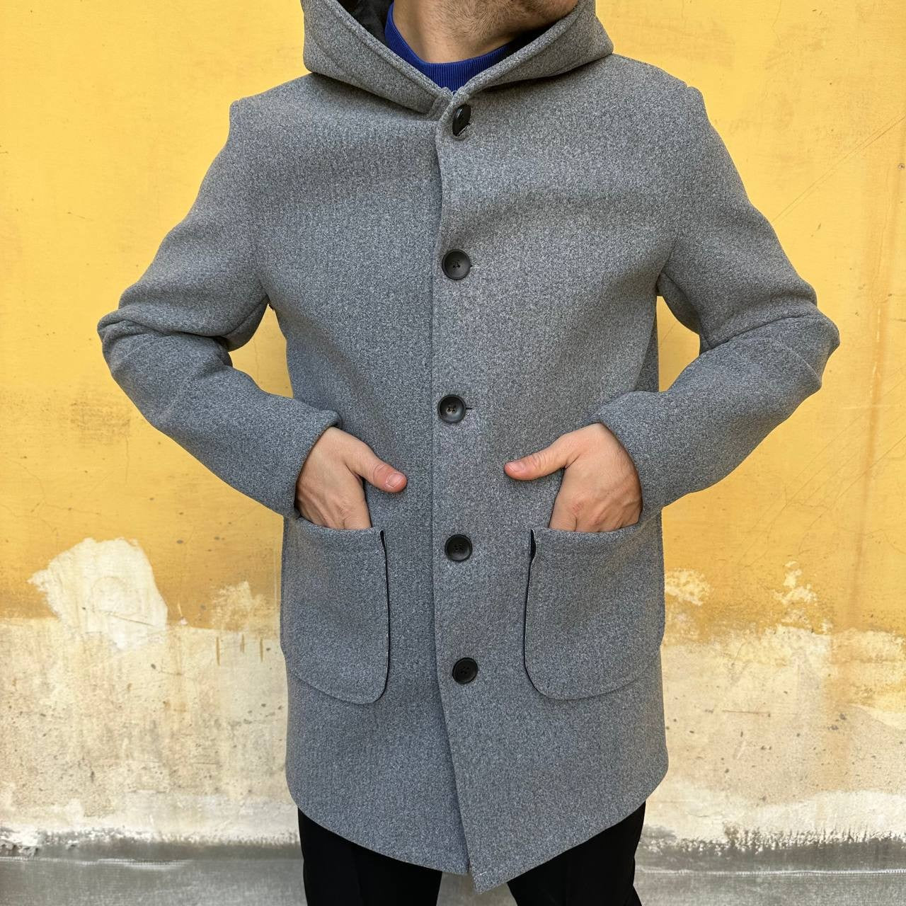 Cappotto Con Cappuccio grigio