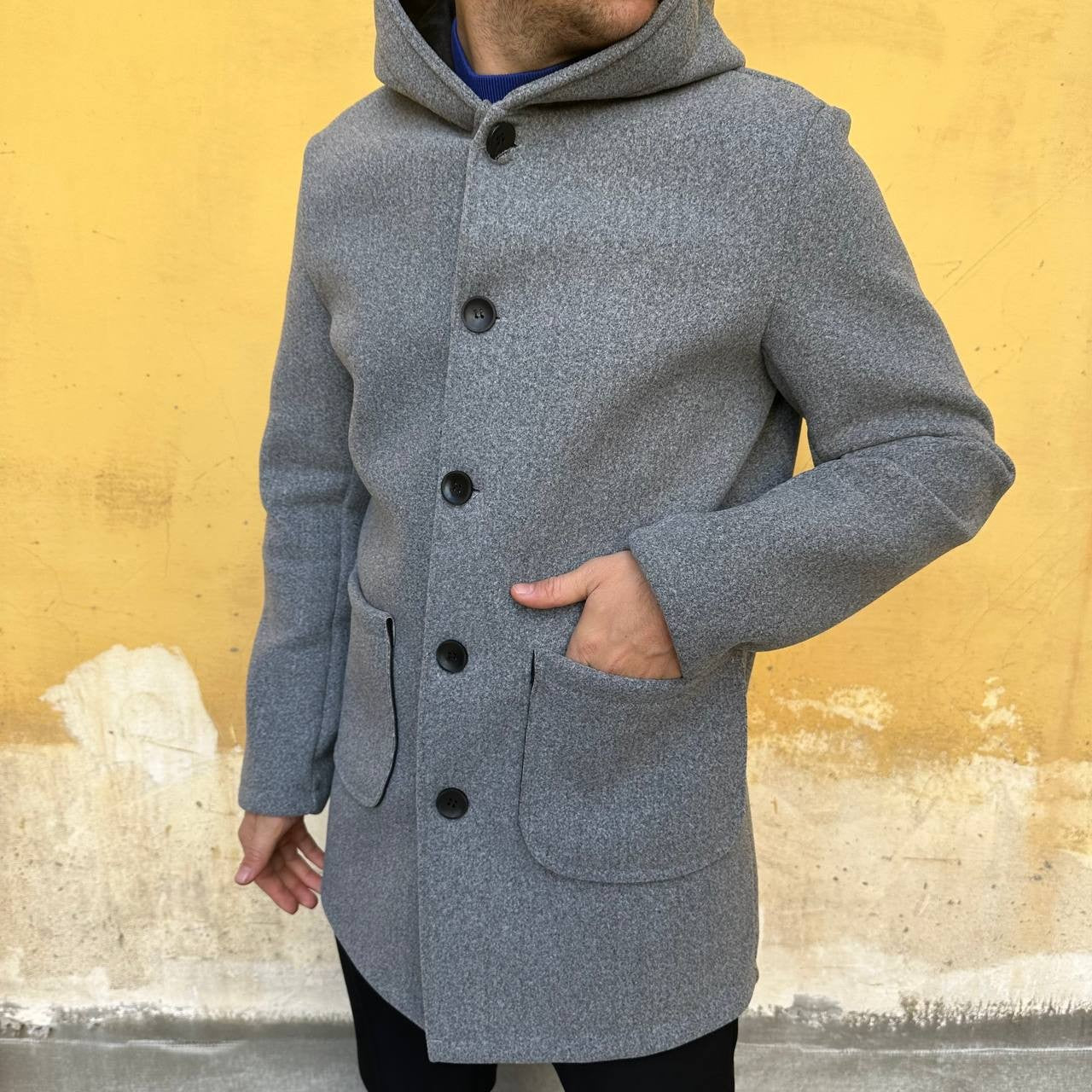 Cappotto Con Cappuccio grigio