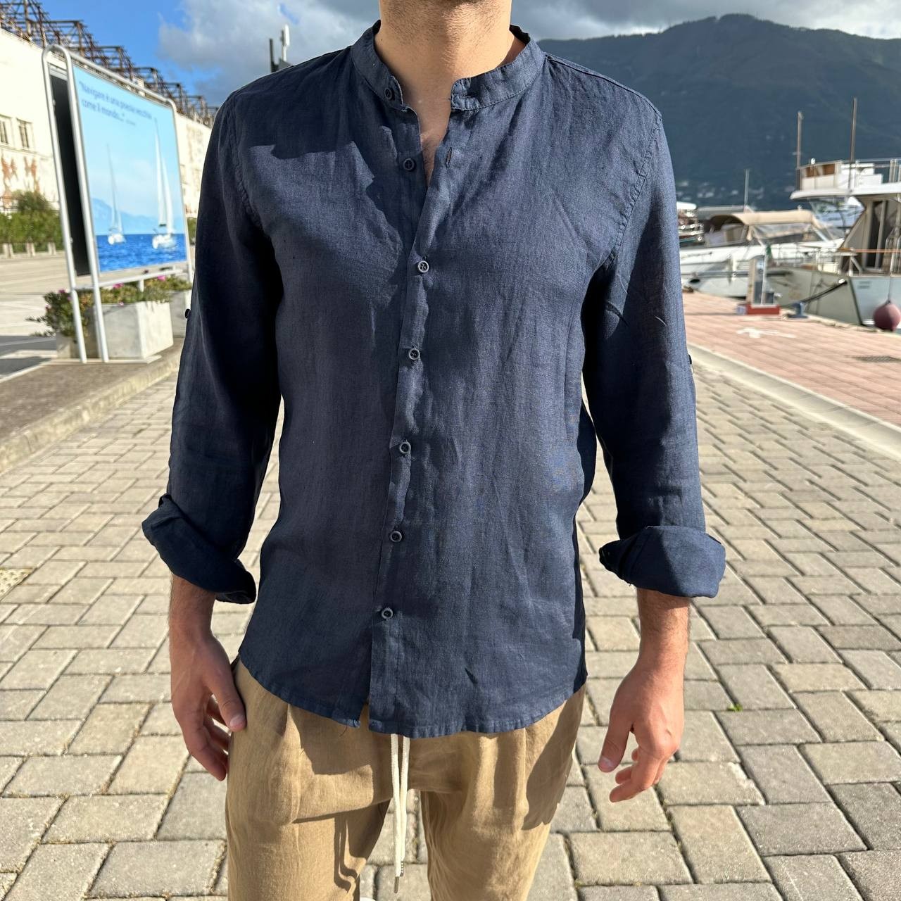 Camicia in lino collo coreno