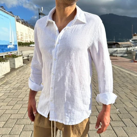 Camicia in lino collo francese bianca