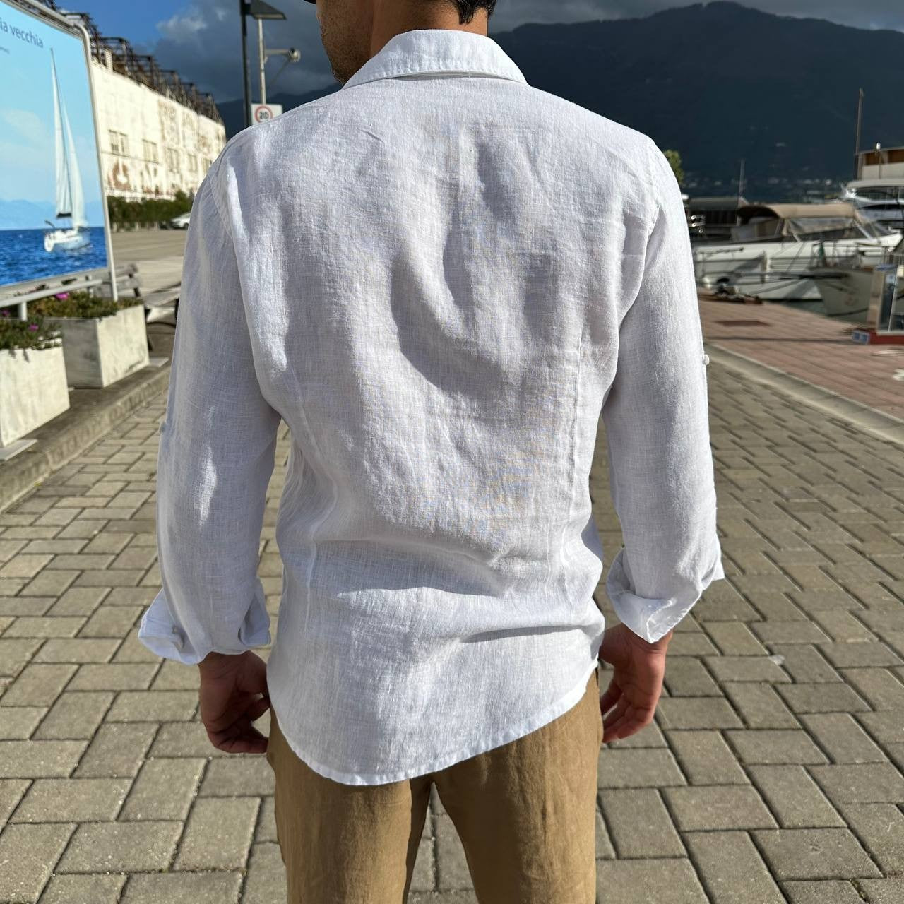 Camicia in lino collo francese bianca