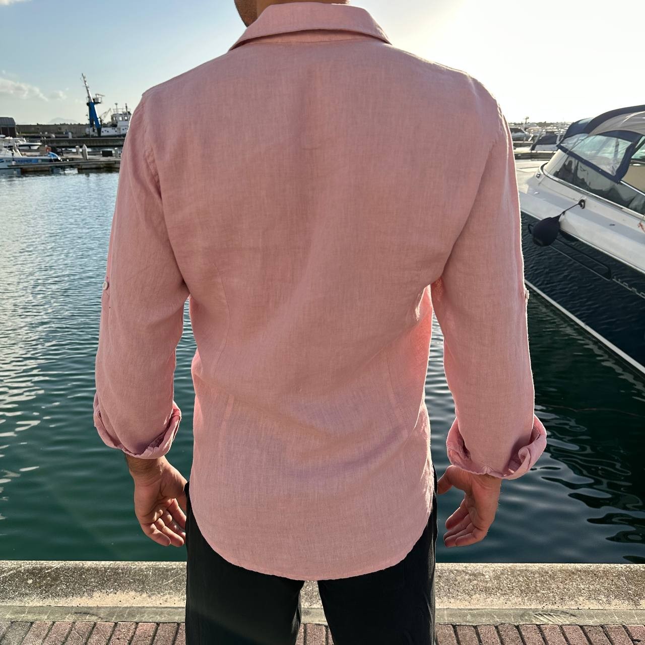 Camicia in lino collo francese rosa