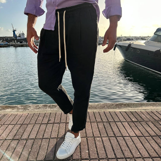Pantalone in lino nero