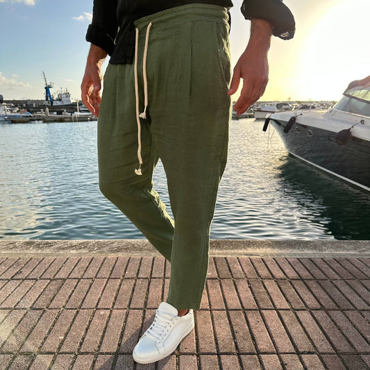 Pantalone in lino verde