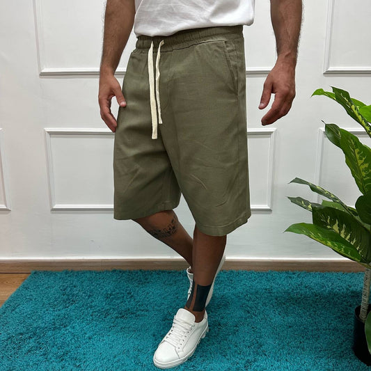 Short misto lino verde