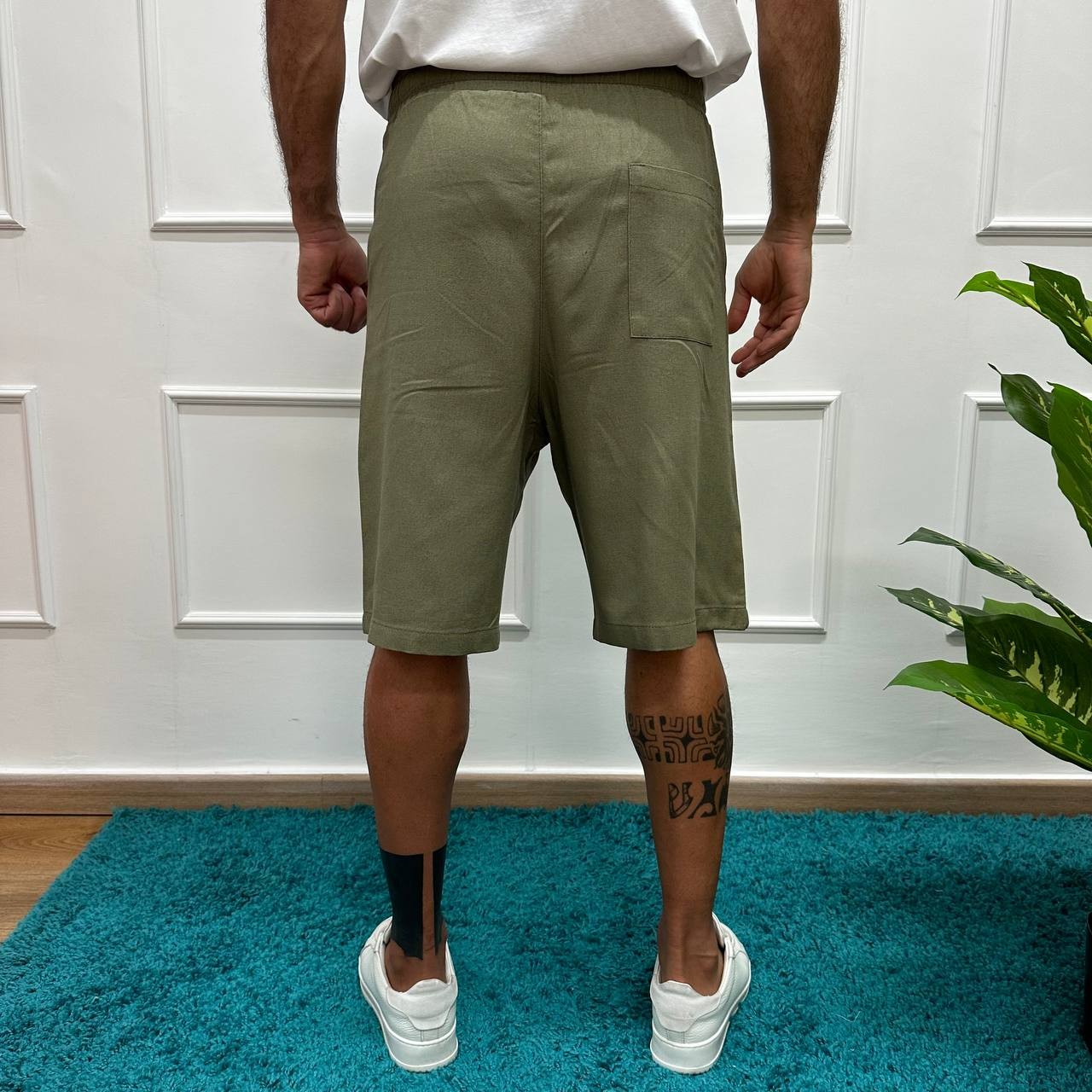 Short misto lino verde