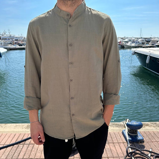 Camicia in lino taglia forte verde