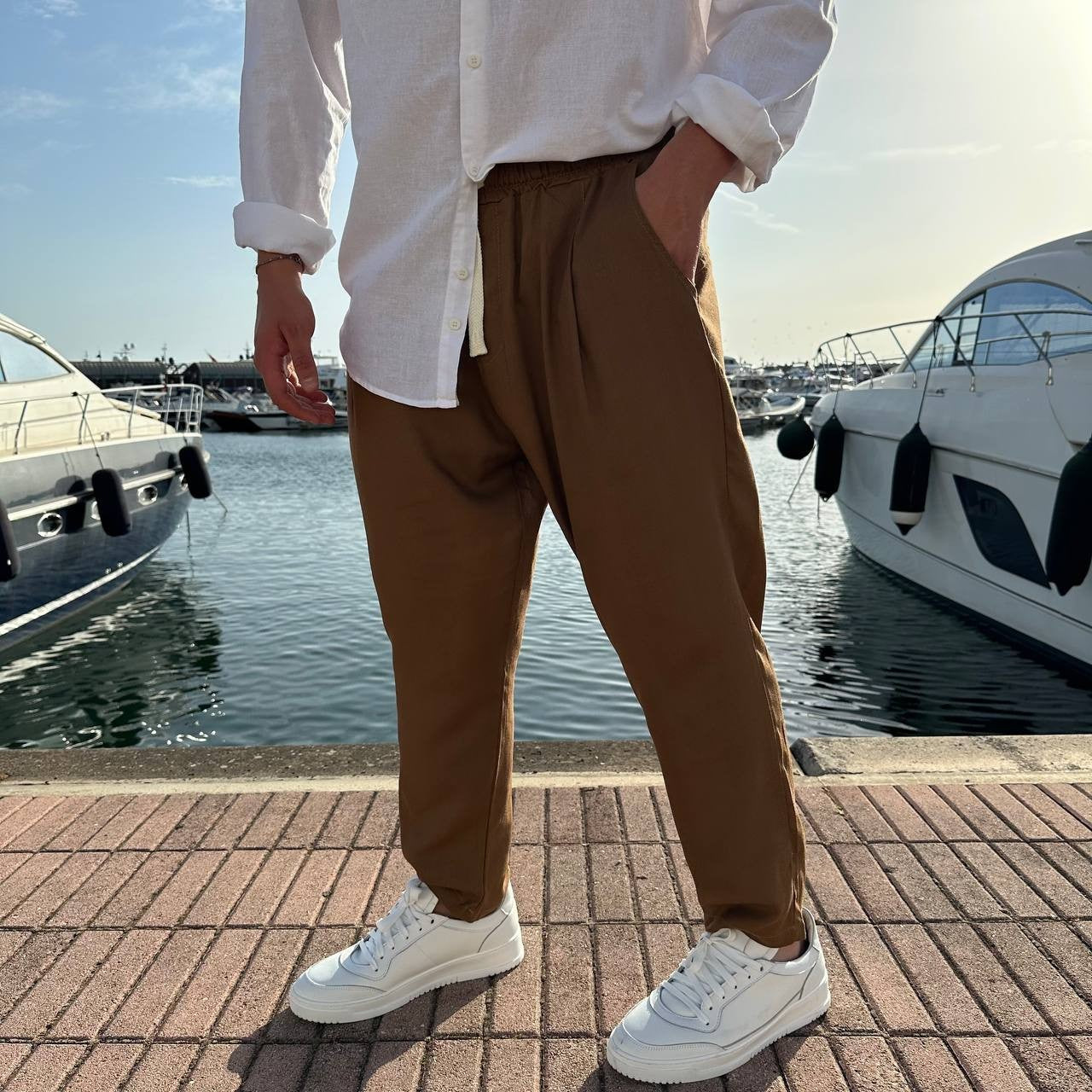 Pantalone misto lino taglia forte