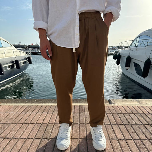 Pantalone misto lino taglia forte