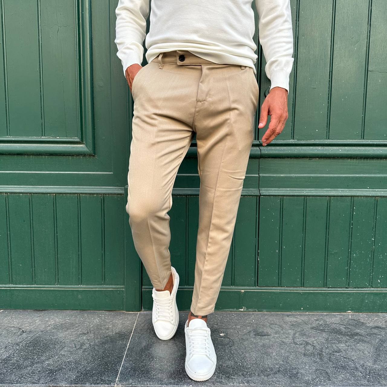 Pantalone capri beige