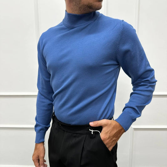 Mezzocollo in cotone caldo blu avion