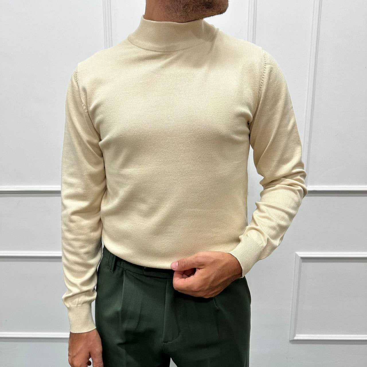 Mezzocollo in cotone caldo beige