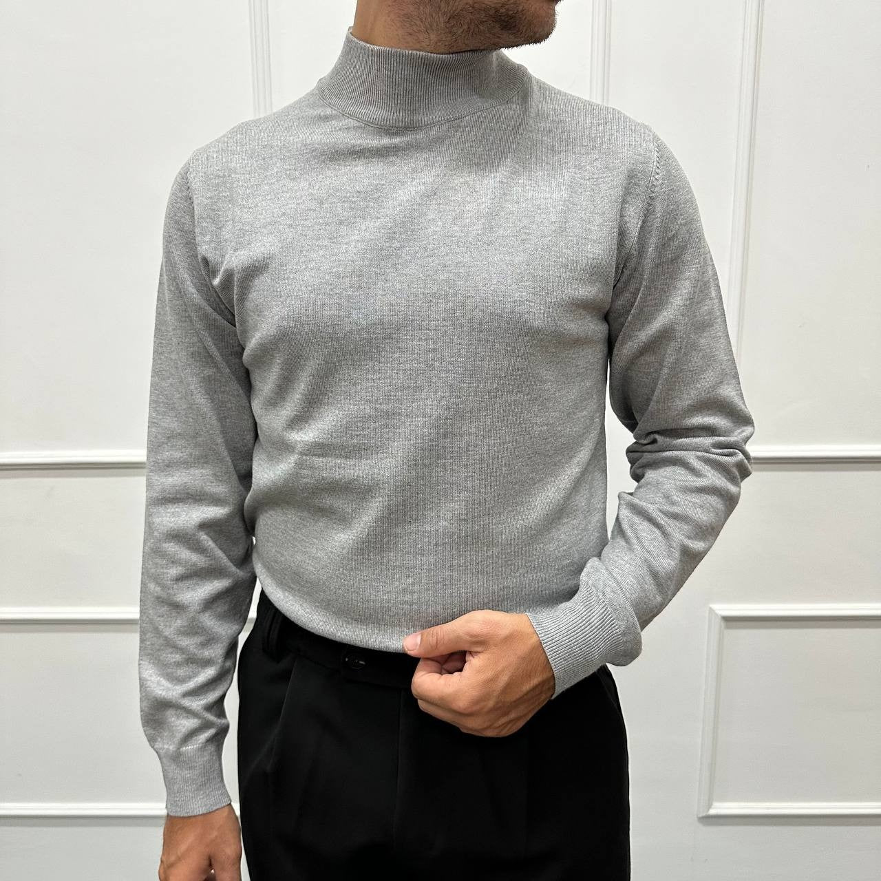 Mezzocollo in cotone caldo grigio