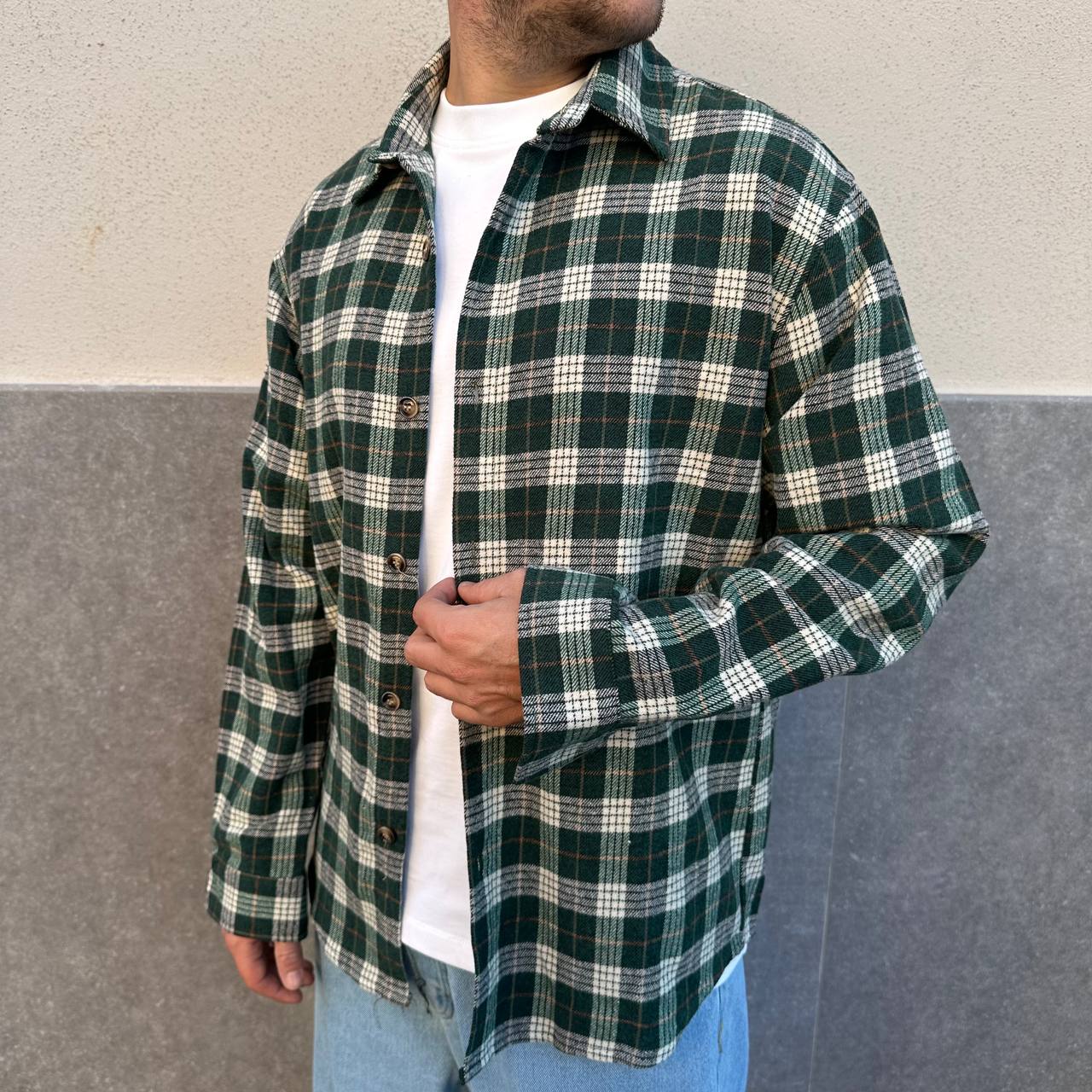 Camicia in flanella verde