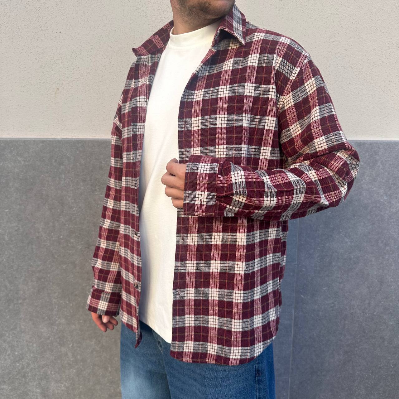 Camicia in flanella bordeoux