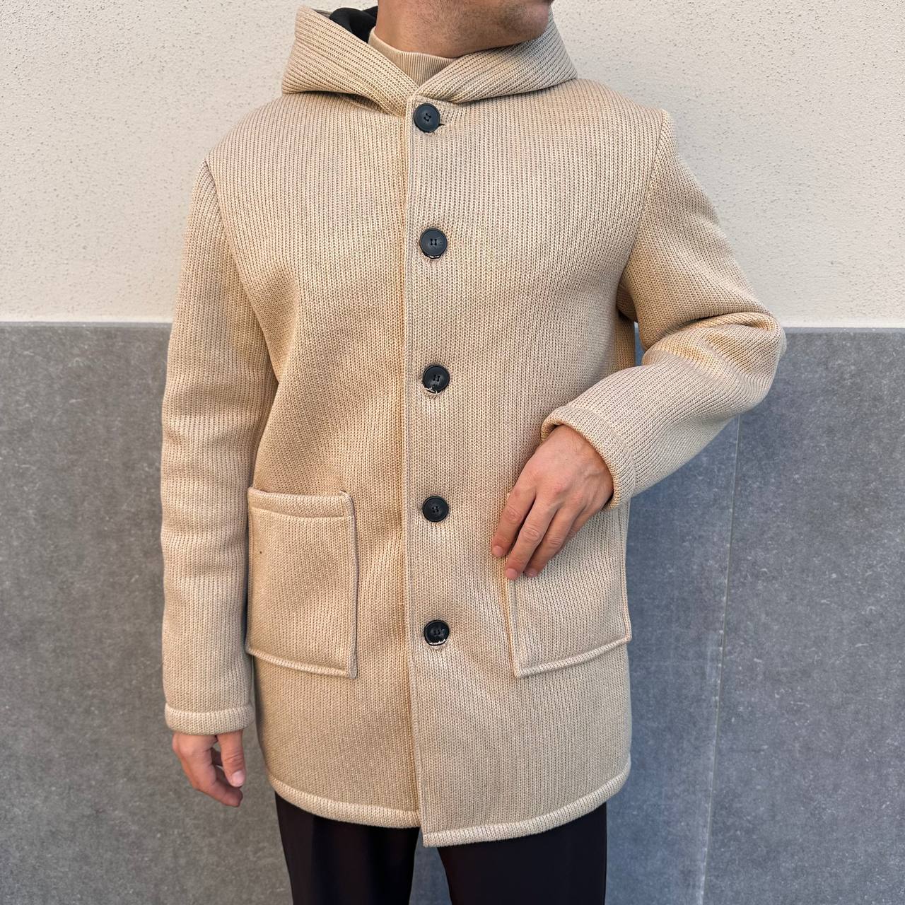 Cappotto Con Cappuccio Beige