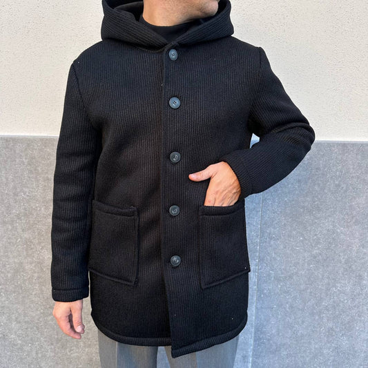 Cappotto Con Cappuccio Nero