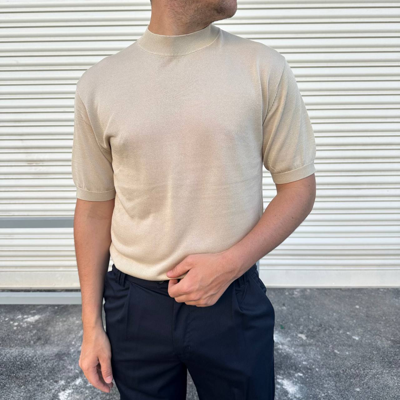 Maglia mezzocollo beige