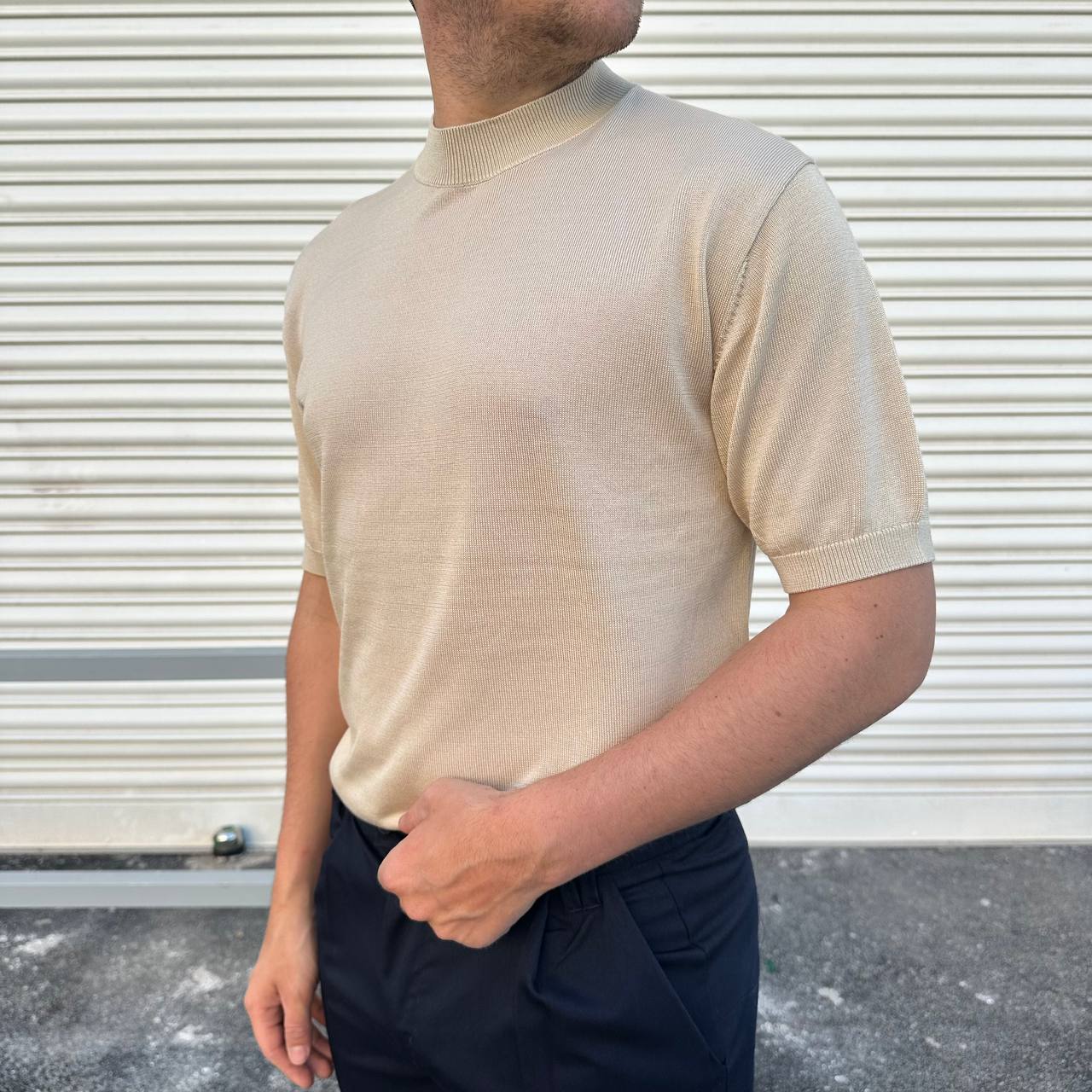 Maglia mezzocollo beige