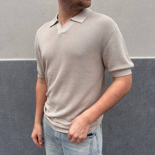 Polo Scollo V Beige