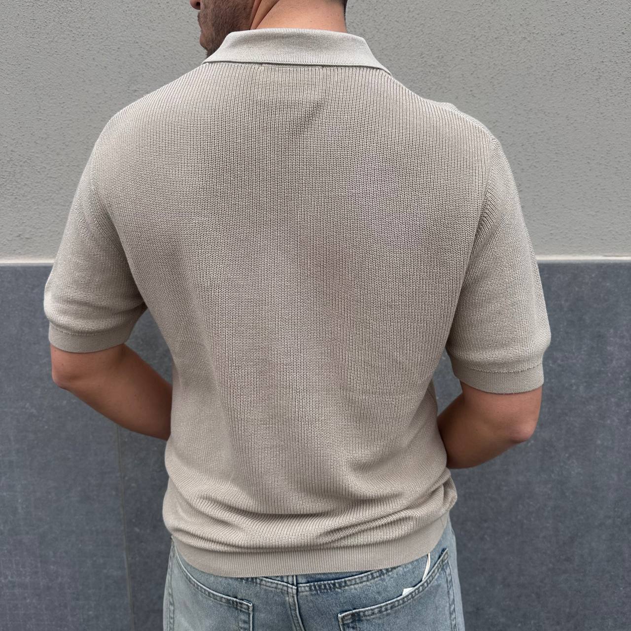 Polo Scollo V Beige