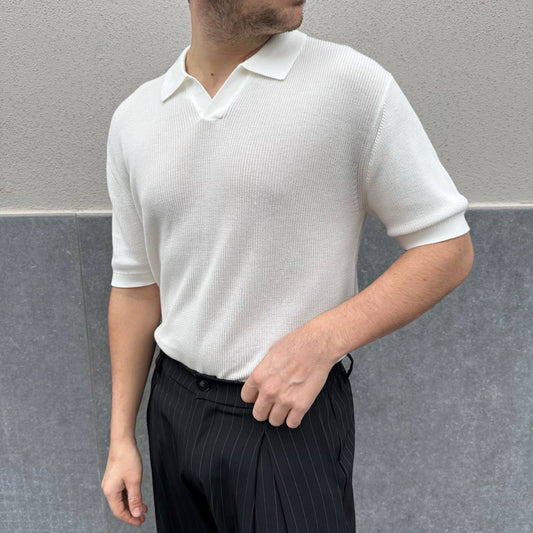 Polo Scollo V Bianca