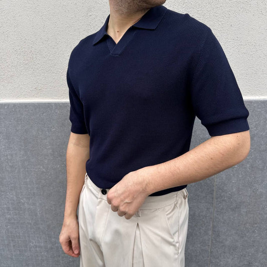 Polo Scollo V Blu