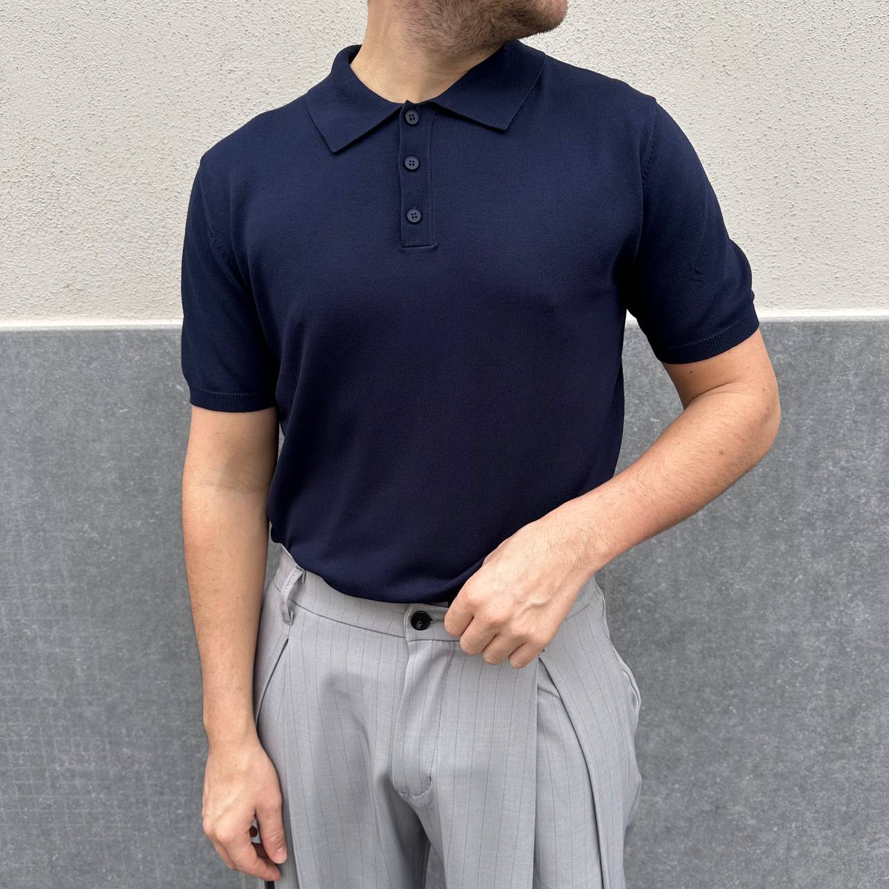 Polo in filo blu