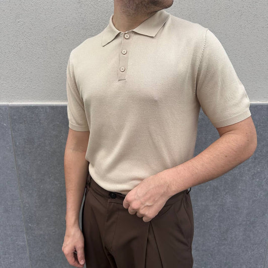 Polo in filo beige