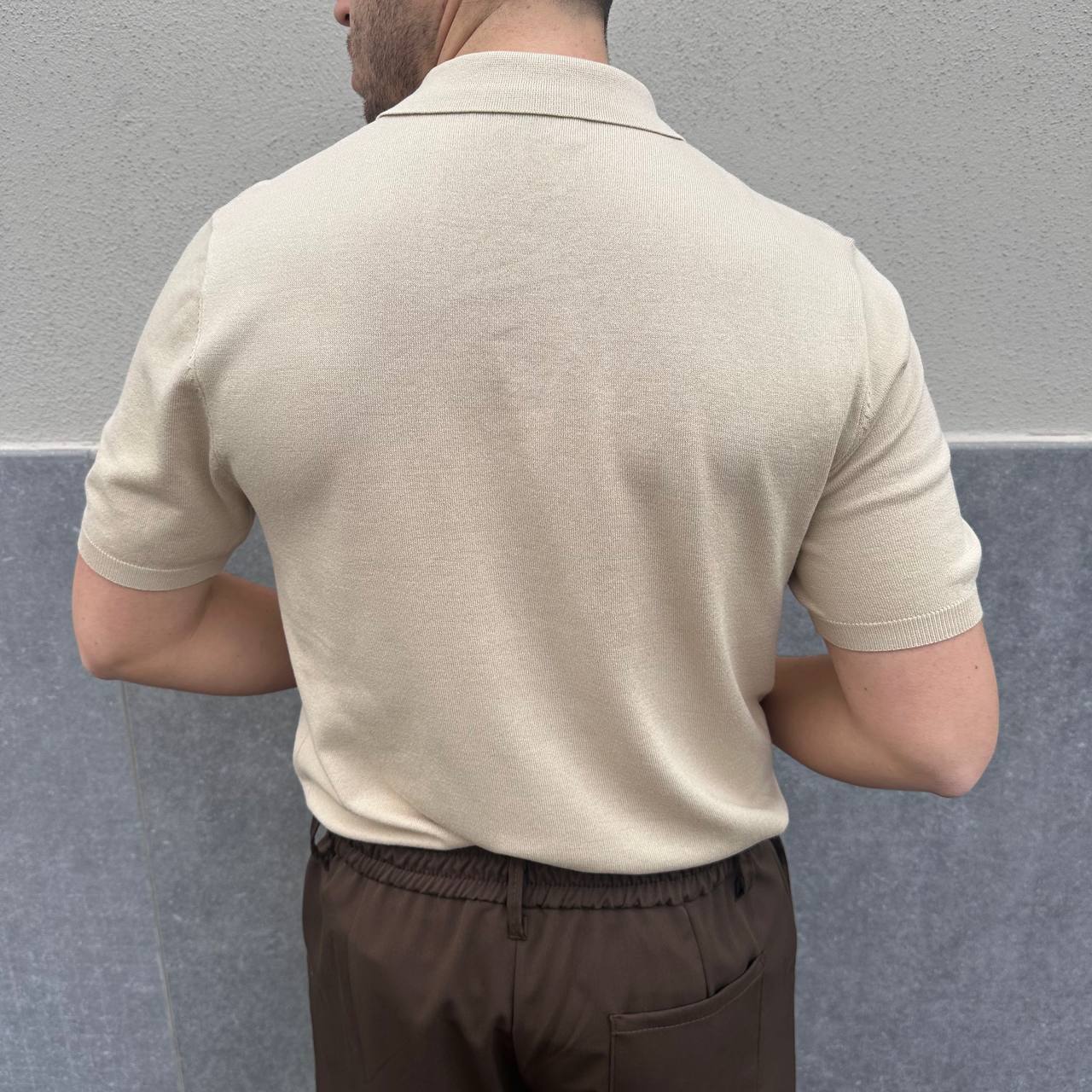 Polo in filo beige